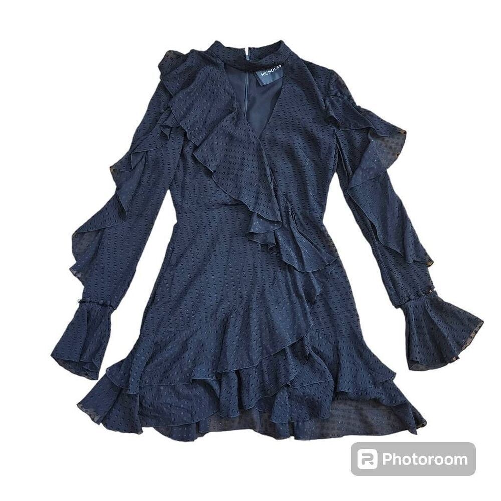Nicholas Black Silk Mini Dress Long Sleeve Size 4